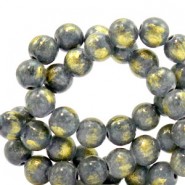 Jade Naturstein Perlen rund 4mm Lava grey-gold